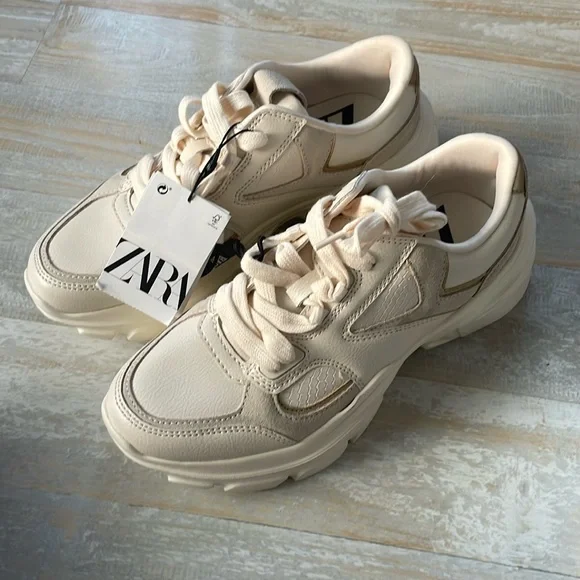 Zara Cream Women's Sneakers - Picture 1 of 7